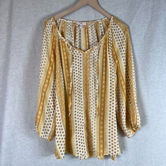 Como Vintage Tops - Como Vintage Womens Boho Popover Top Size XXL Balloon Sleeve Peasant Mixed Print